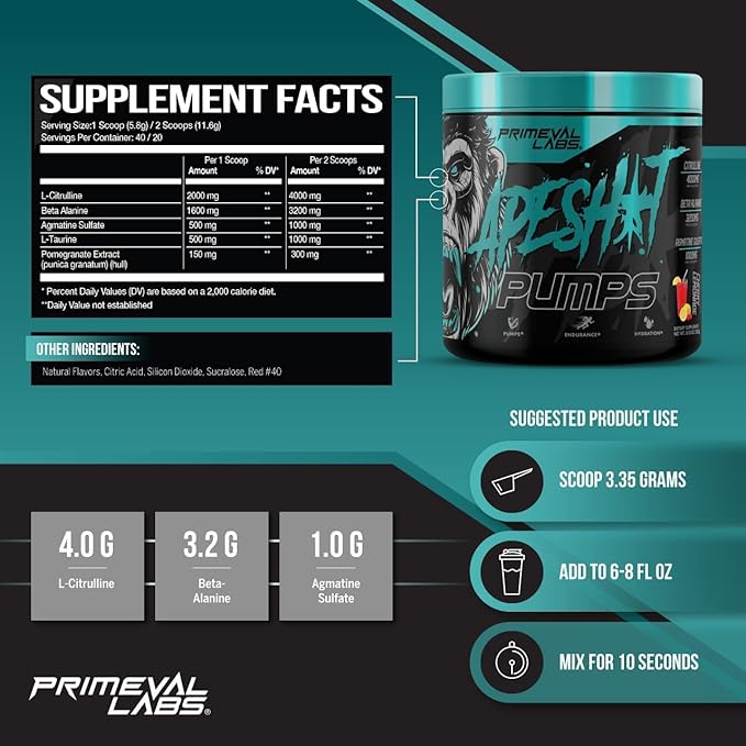 Primeval Labs Ape Sh*t Pumps, 40 Servings