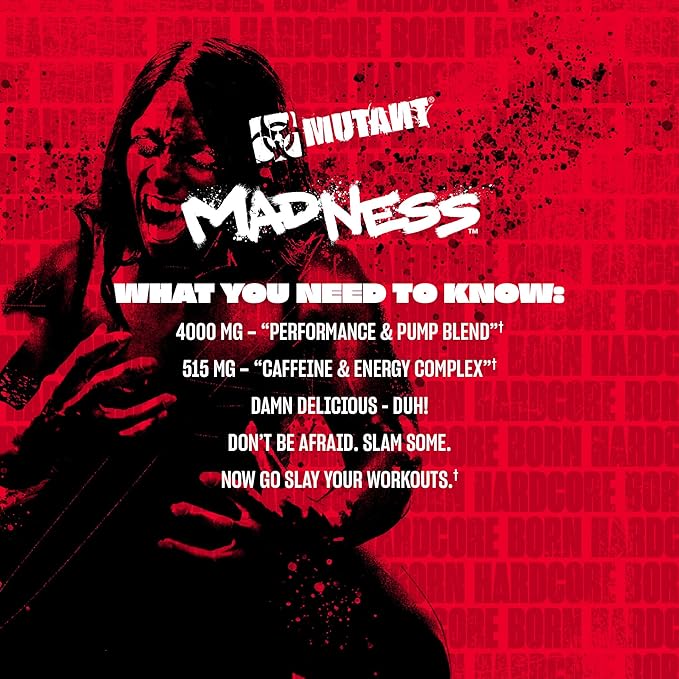 Mutant Madness Pre-workout, 30 Servings + Born HC Shaker