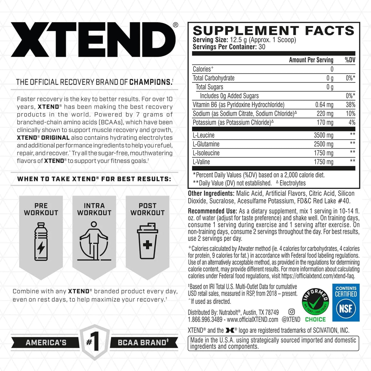 Cellucor XTEND Original BCAA, 30 Servings - Smash Apple