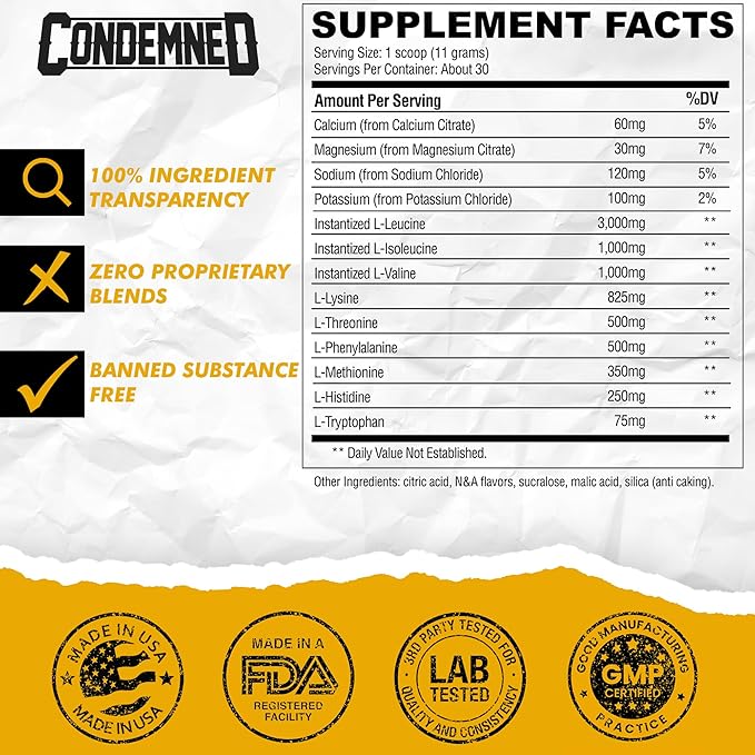 Condemned Labz Confined EAA + BCAA, 30 Servings