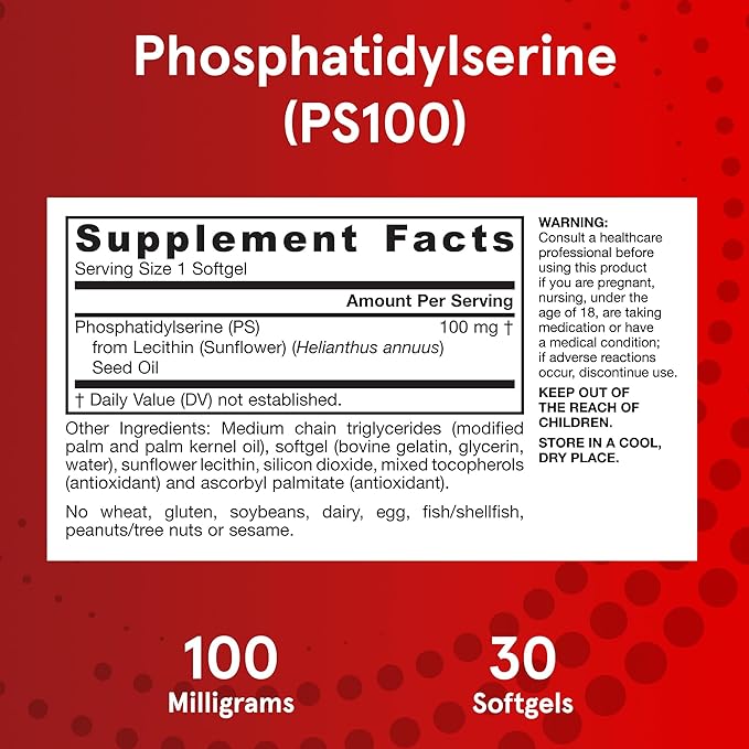 Jarrow Formulas PS100 Phosphatidylserine 100mg, 30 SoftGels (Last One)
