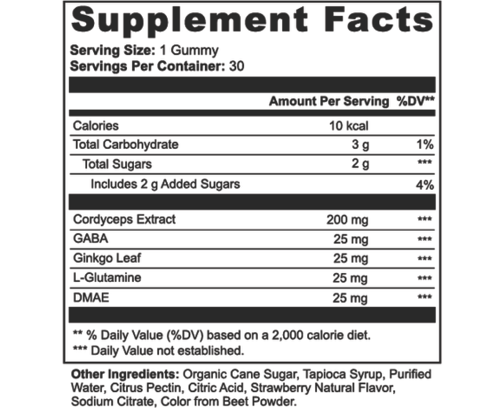 Midwest Method Cordyceps Energy Gummies - Strawberry, 30 Gummies