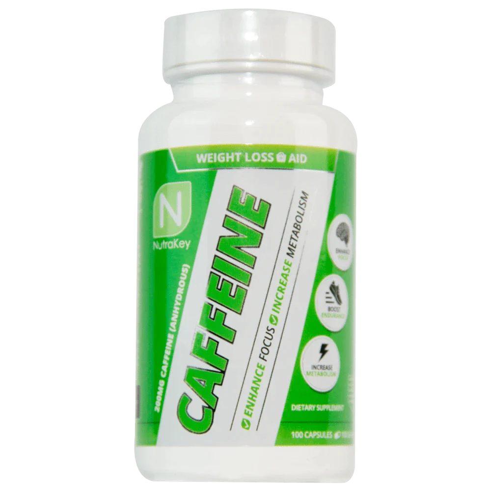 NutraKey Caffeine 200mg, 100 Capsules