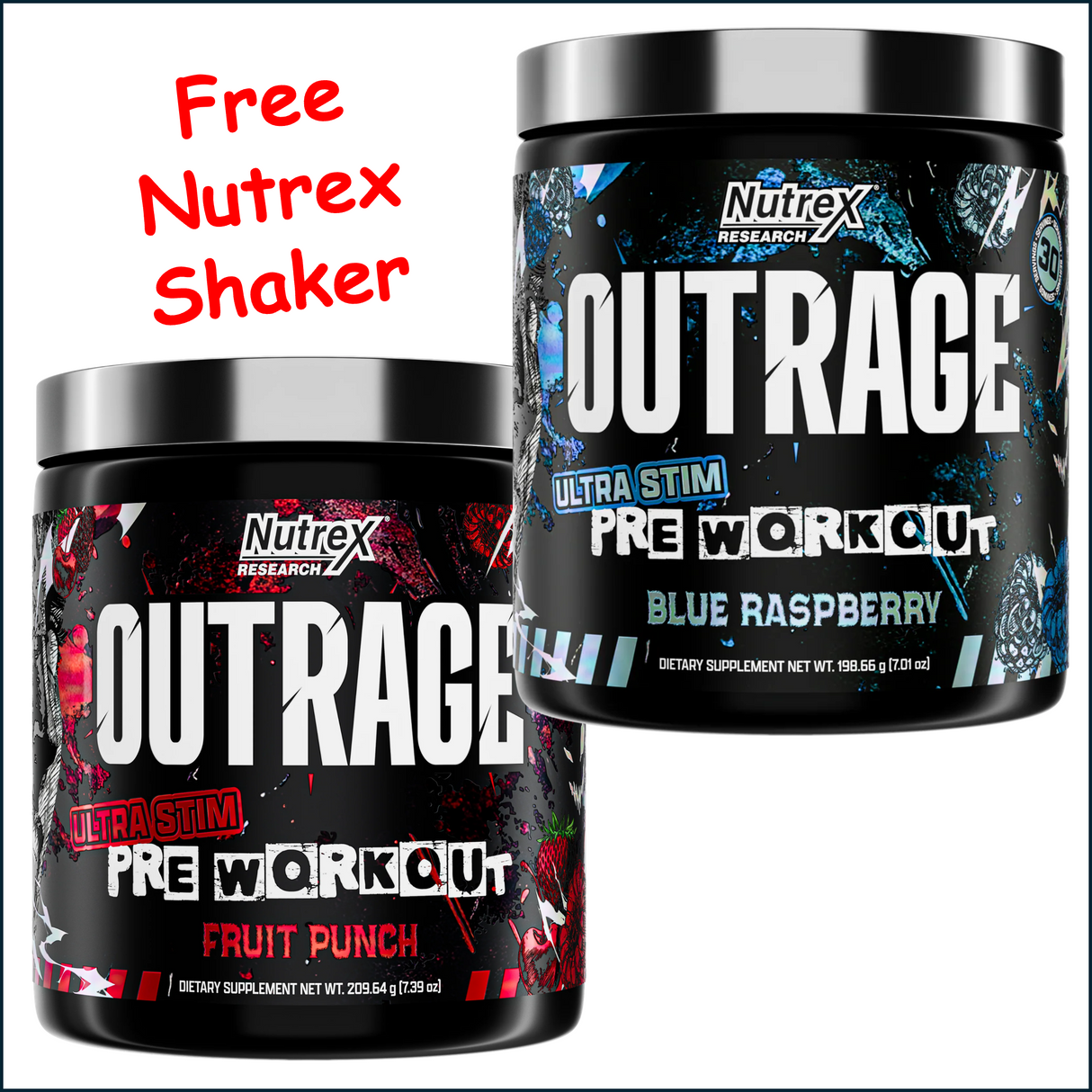 Nutrex OutRage, 2 x 30 Servings - Free Shaker