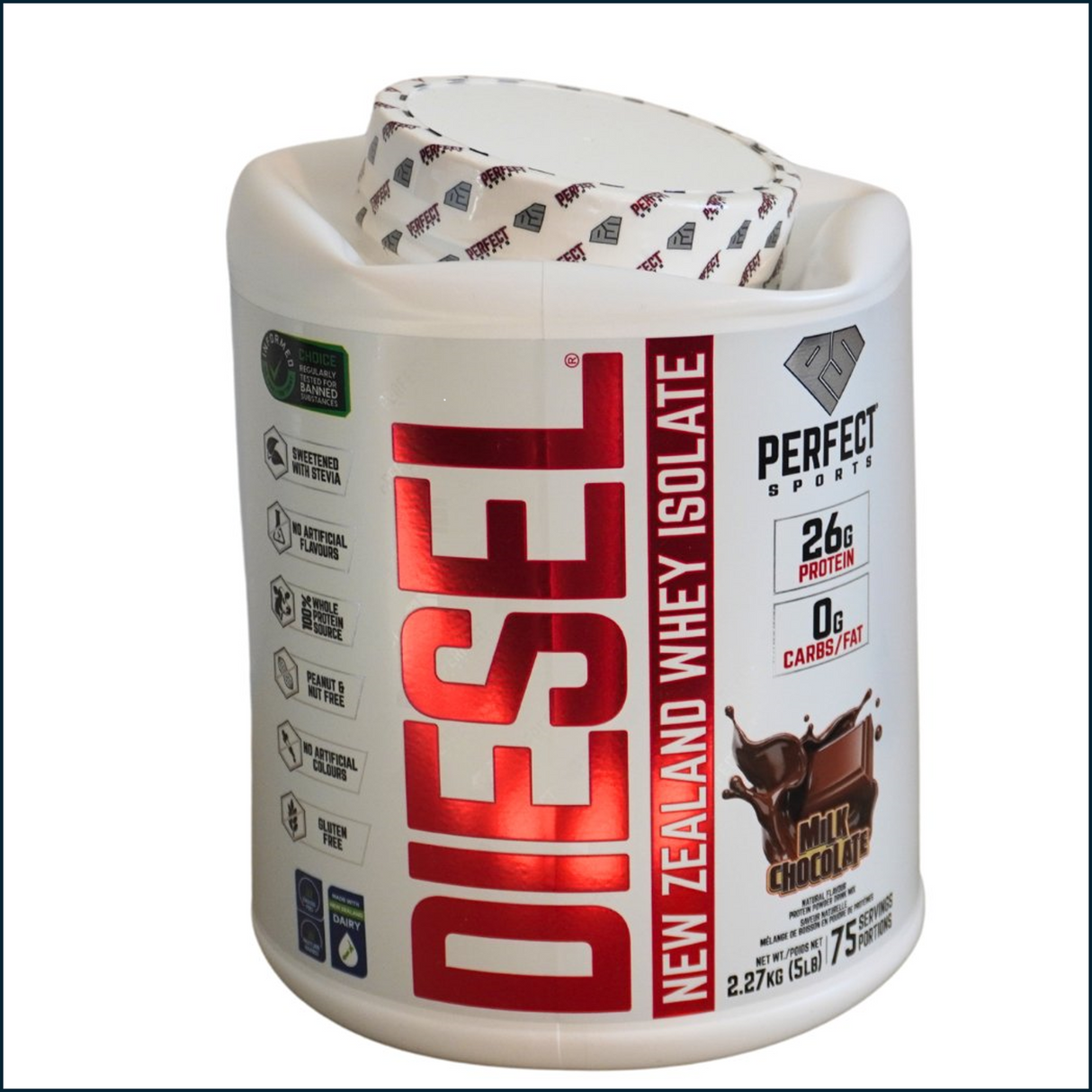 Perfect Sports Diesel 100% New Zealand Whey Protein Isolate, 5lbs - 75 Servings