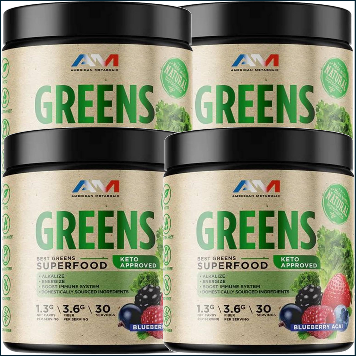 American Metabolix Keto Greens SuperFood, 4 x 30 Servings