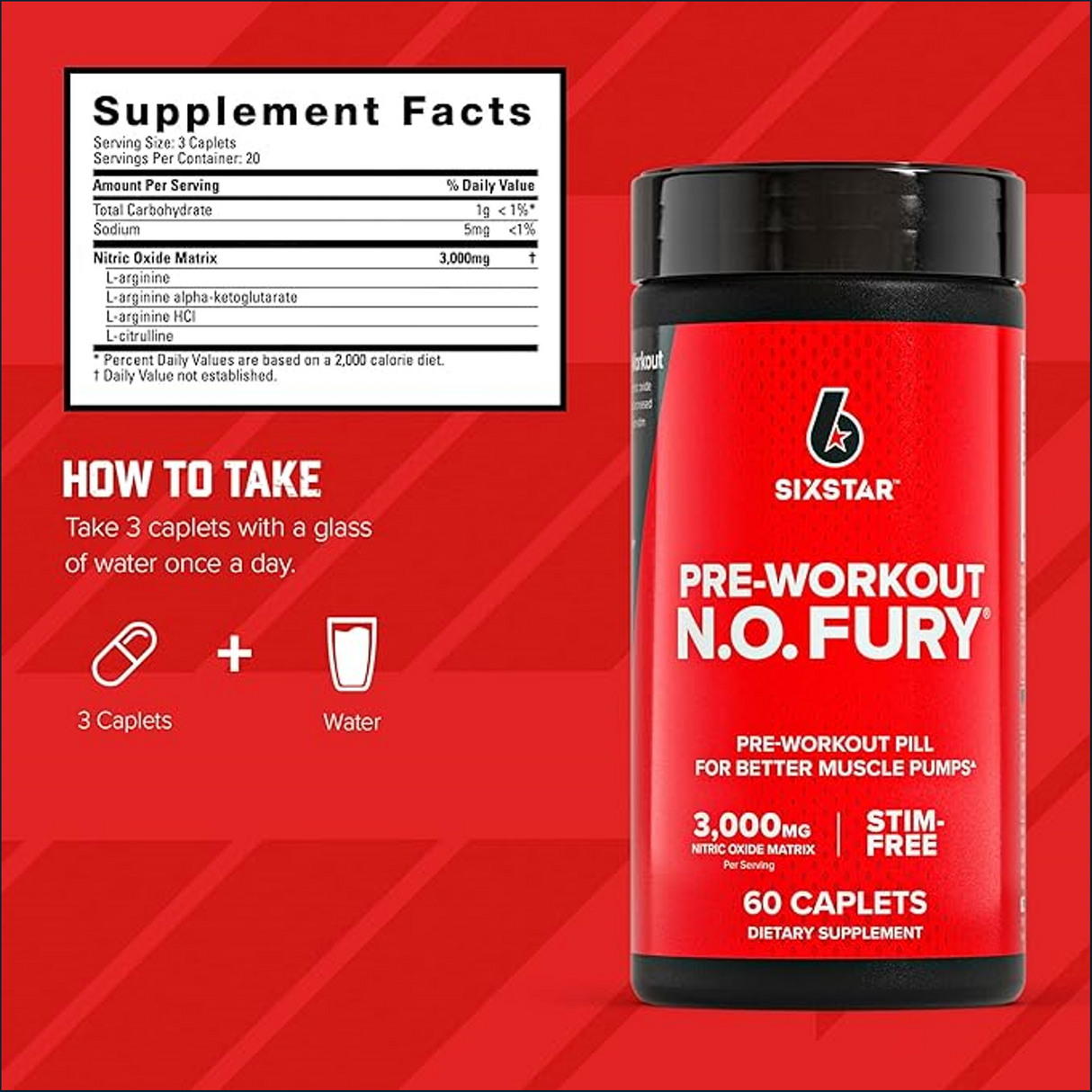 Six Star N.O. Fury Elite Series Pre-Workout, 60 Capsules