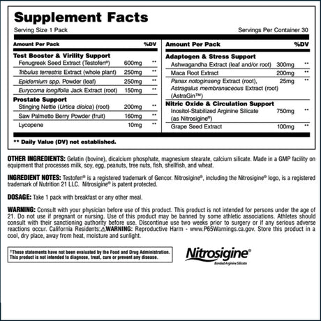 Animal TNT+, 30 Packs Testosterone Boosters Universal Nutrition 