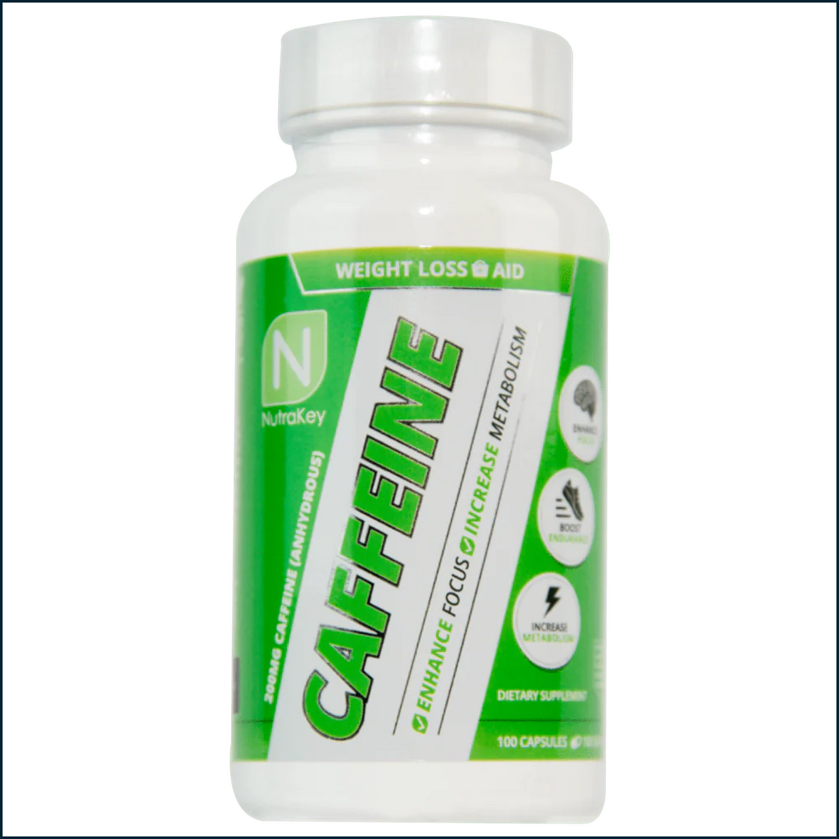 NutraKey Caffeine, 100 Capsules