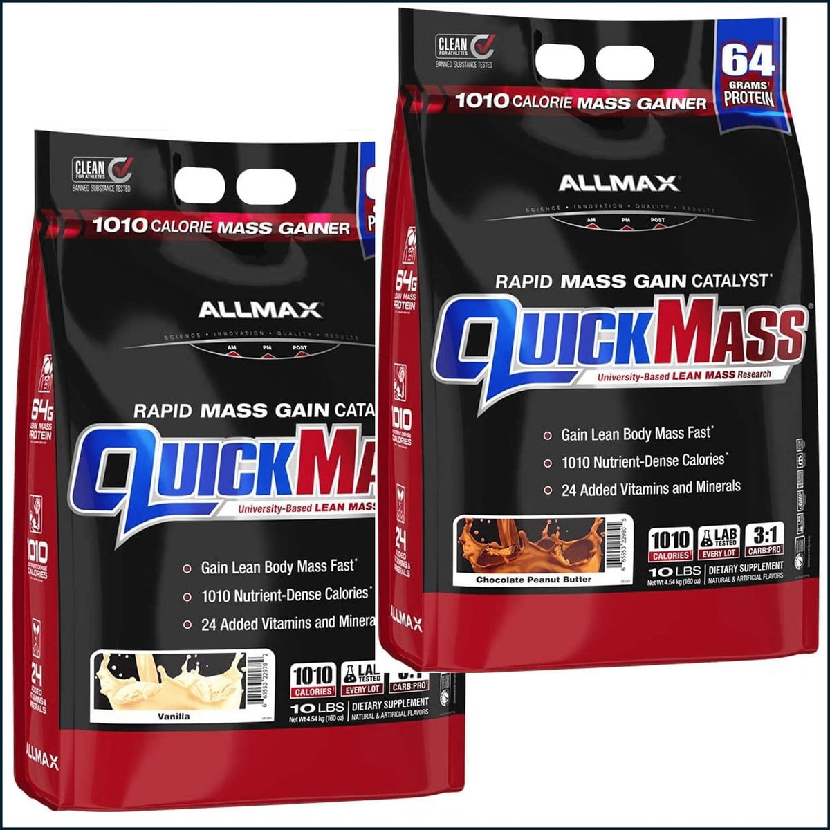 Allmax QuickMass, 2 x 10lbs Weight Gainer Allmax Nutrition 