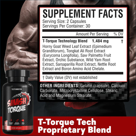 Smash Torque Testo Booster, 60 Capsules Testosterone Boosters Smash 