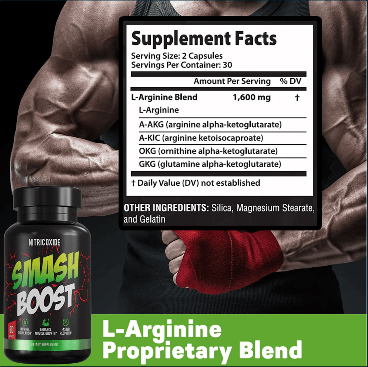 Smash Boost Nitric Oxide Booster, 2 x 60 Capsules Testosterone Boosters Smash 