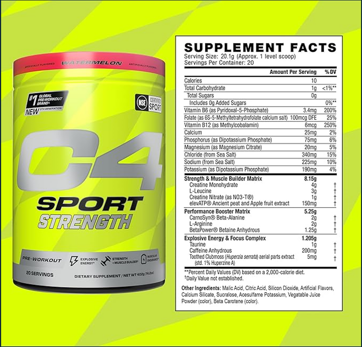 Cellucor C4 Sport Strength Pre-Workout, 20 Servings