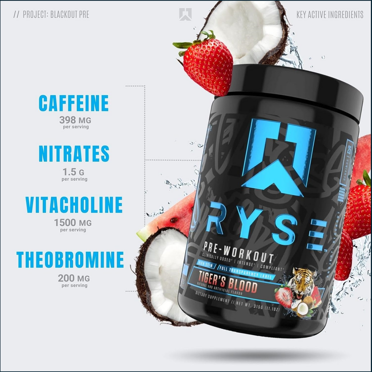 RYSE Project Blackout Pre-Workout, 25 Servings - Coming Soon