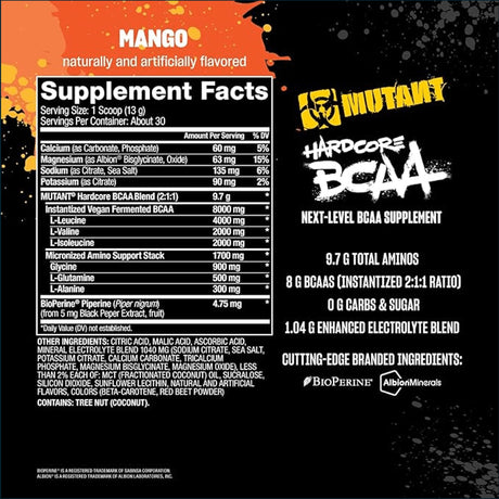 Mutant Hardcore BCAA, 30 Servings BCAA | Amino Acids Mutant 