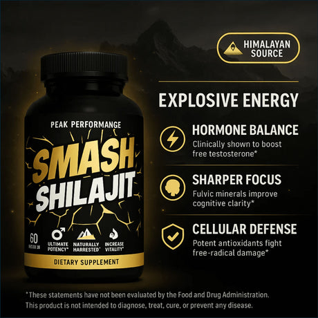 Smash Shilajit, 60 Capsules Testosterone Boosters Smash 