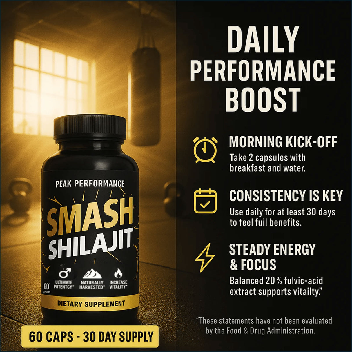 Smash Shilajit, 60 Capsules Testosterone Boosters Smash 