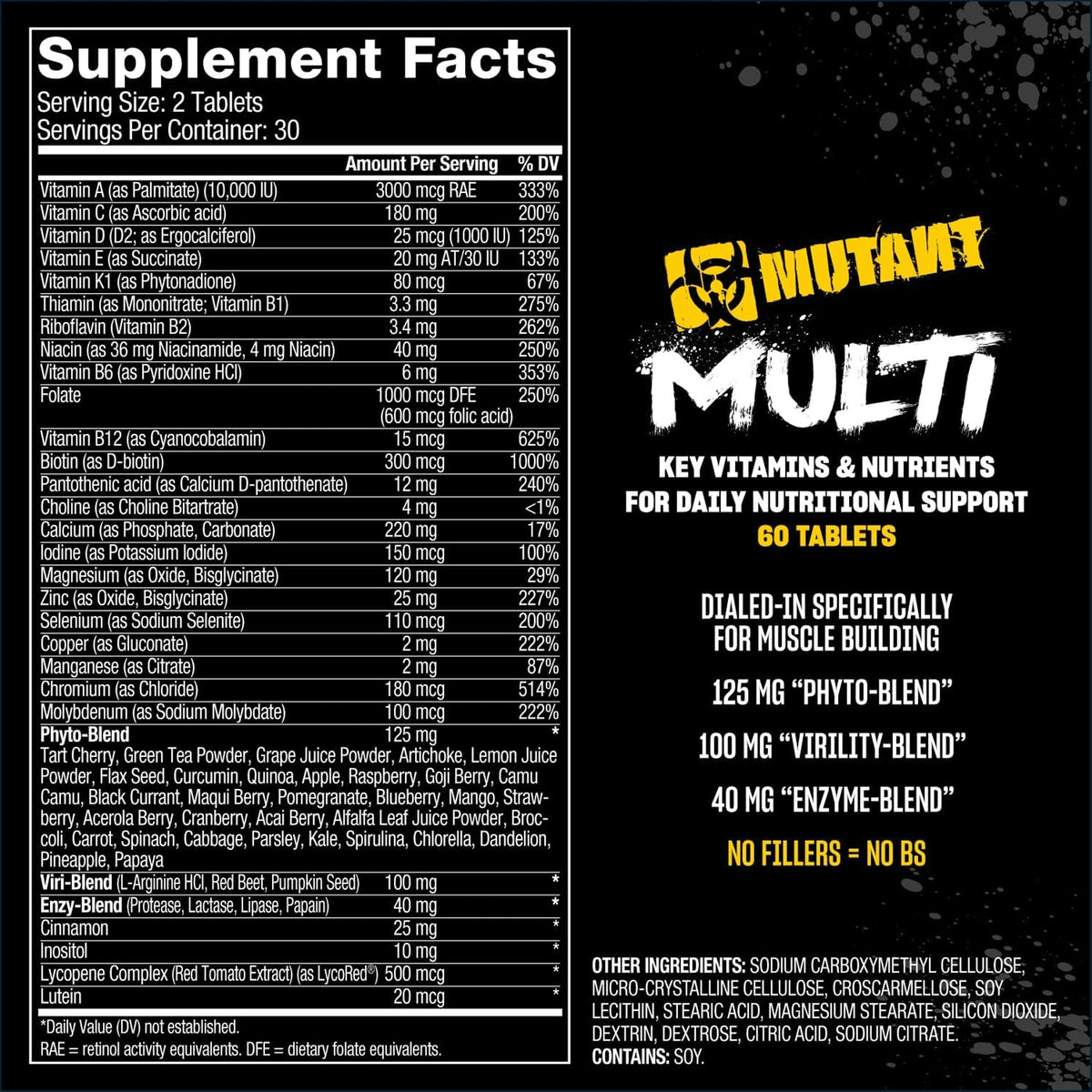 Mutant Multi Mutant Multi 2 x 60 Caplets | High-Potency Daily Vitamin for Athletes ...