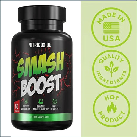Smash Boost Nitric Oxide Booster , 3 x 60 Capsules Testosterone Boosters Smash 