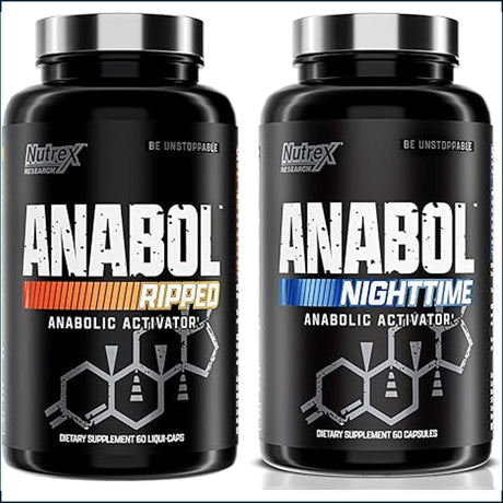 Nutrex Anabol NightTime & Ripped Combo, 60 Caps of each Testosterone Boosters Nutrex Research 