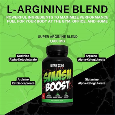Smash Boost Nitric Oxide Booster , 3 x 60 Capsules Testosterone Boosters Smash 