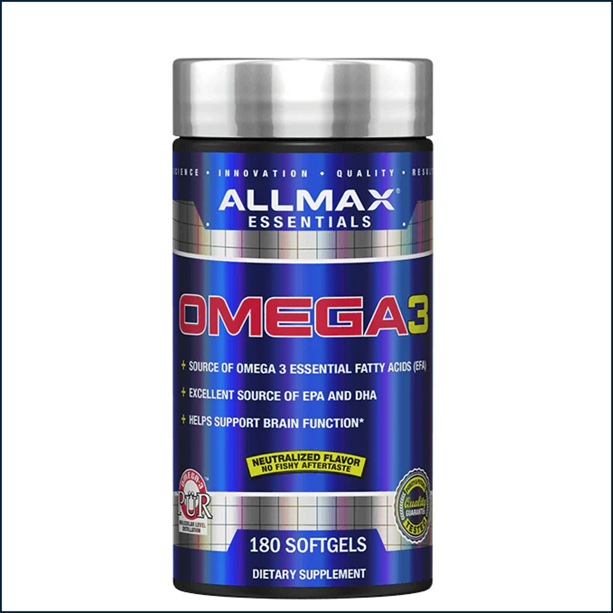 Allmax Omega 3 (Ultra-Pure Cold-Water Fish Oil) 1000mg, 180 Softgels