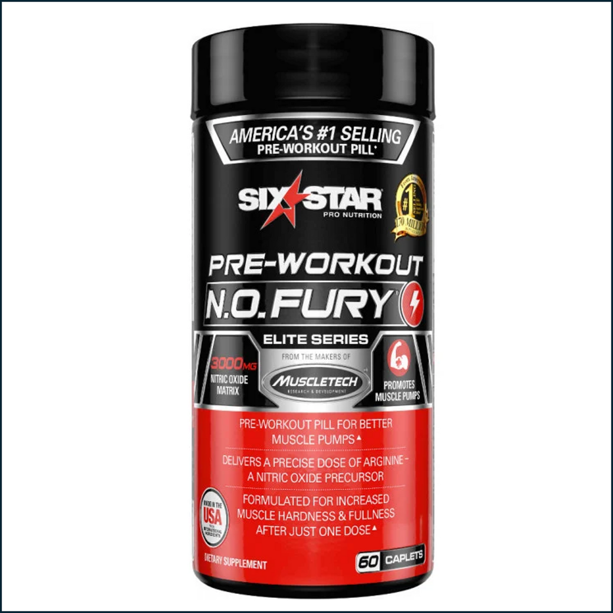 Six Star N.O. Fury Elite Series Pre-Workout, 60 Capsules