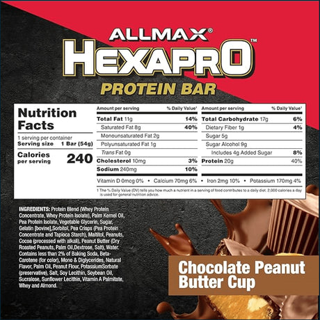 Allmax Hexapro Protein Bar, Box of 12 Bars, Cookies & Snacks Allmax Nutrition 
