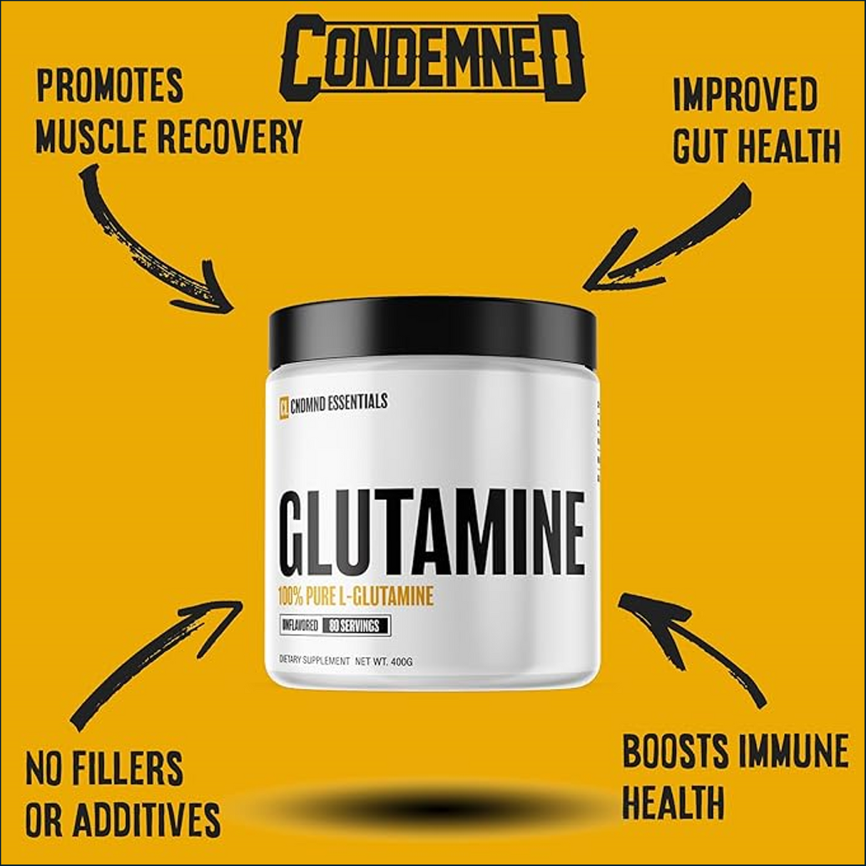 Condemned Labz L-Glutamine, 400g - 80 Servings