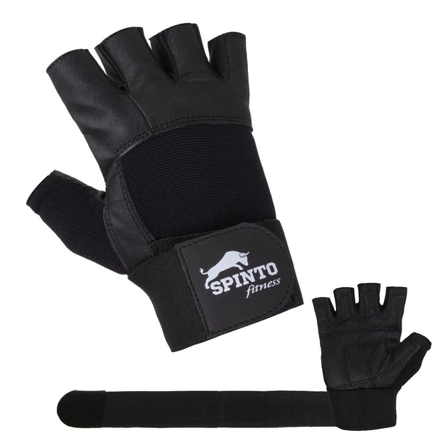 Long-Wrap Leather Lifting Gloves