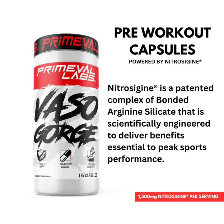 Primeval Labs Vasogorge Pre Workout, 125 Caps