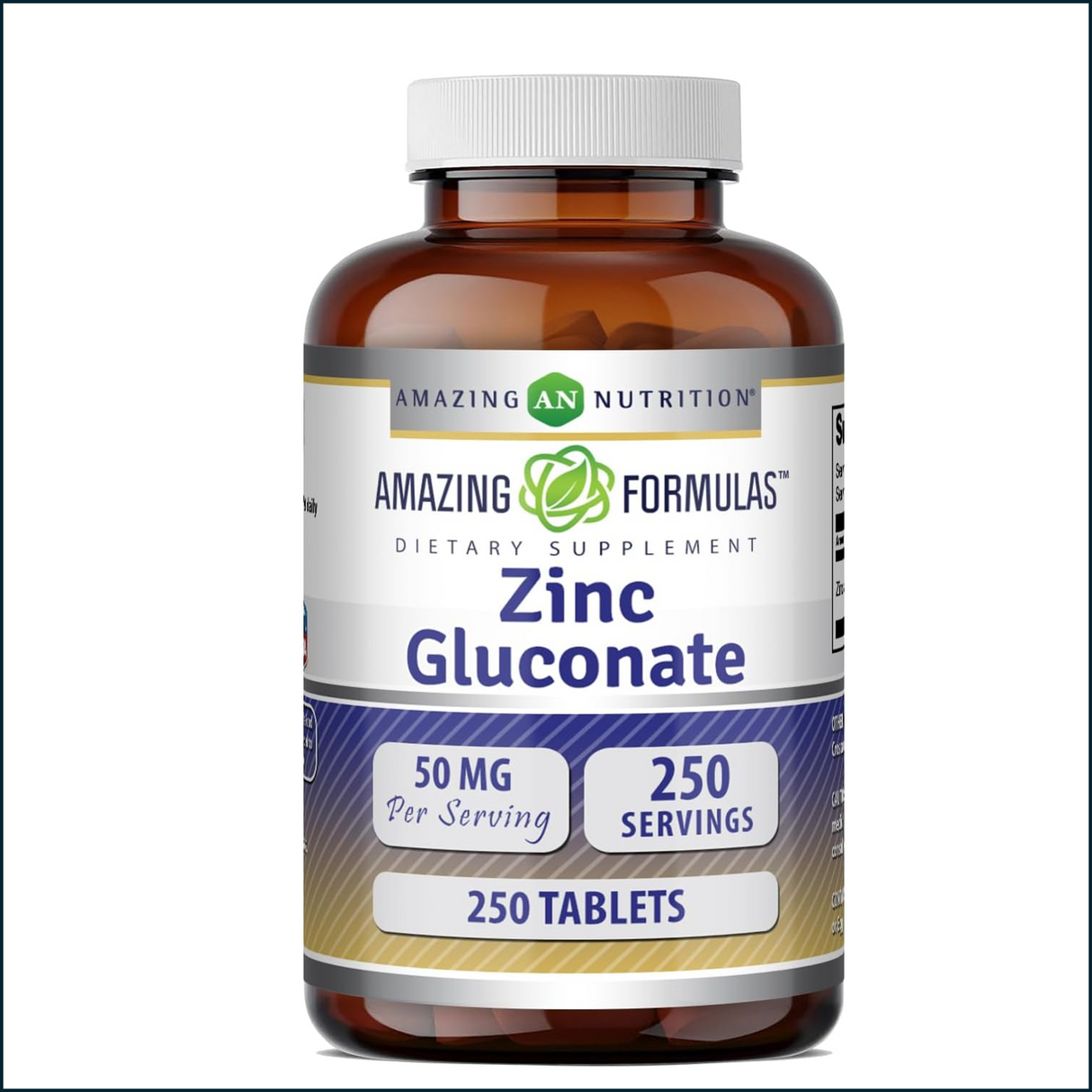 Amazing Nutrition Zinc Gluconate. 250 Tablets