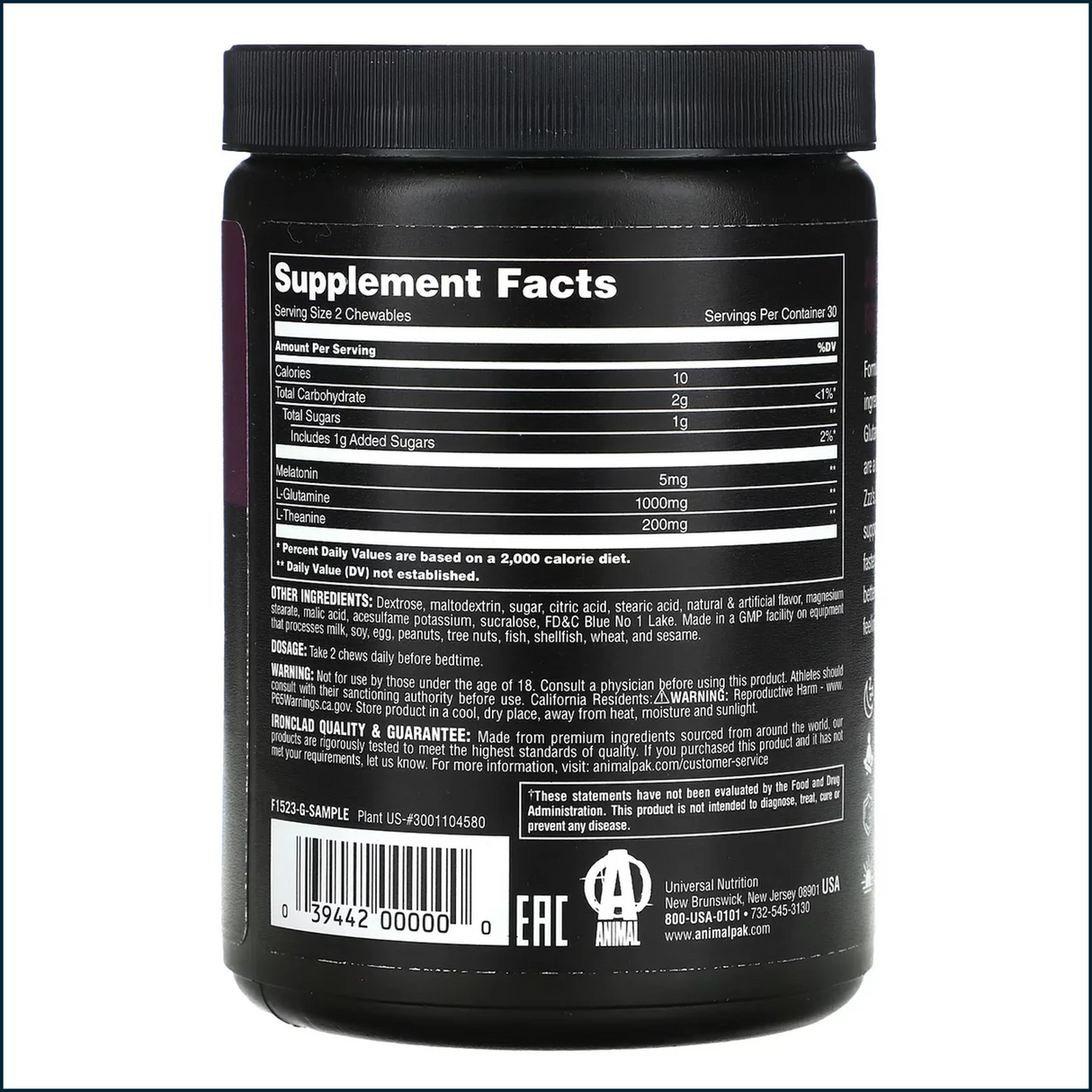 Animal Sleep Recovery Chews, 2 x 30 Servings