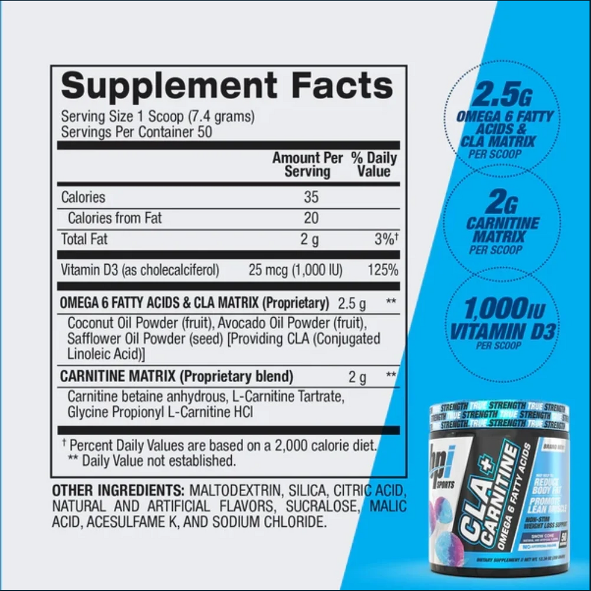 BPI Sports CLA + Carnitine with Vitamin D3, 50 Servings