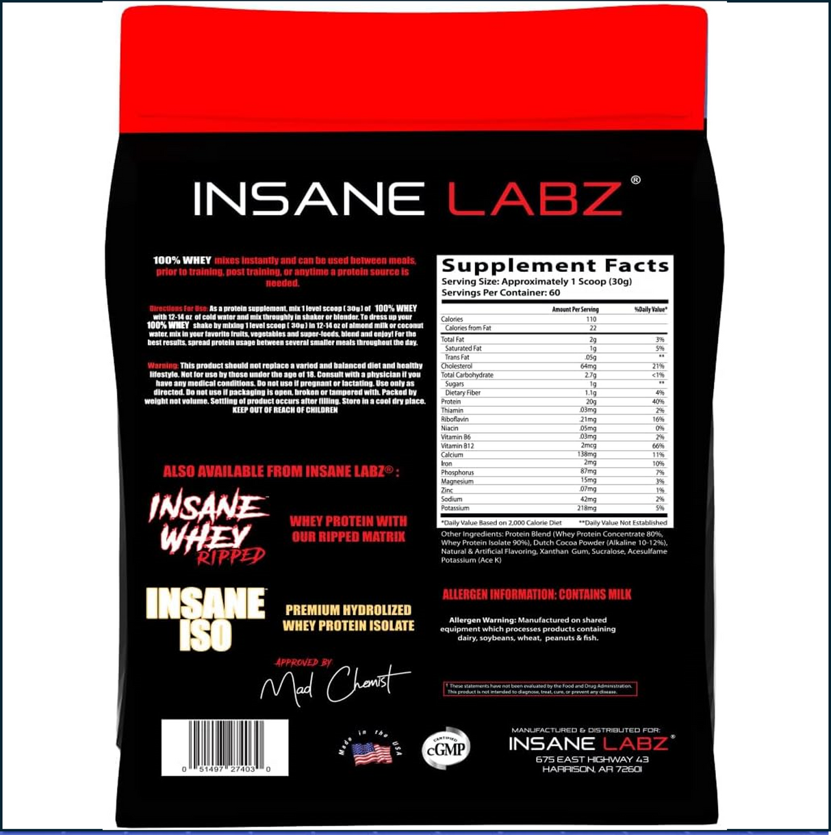 Insane Labz 100% Whey, 2 x 60 Servings