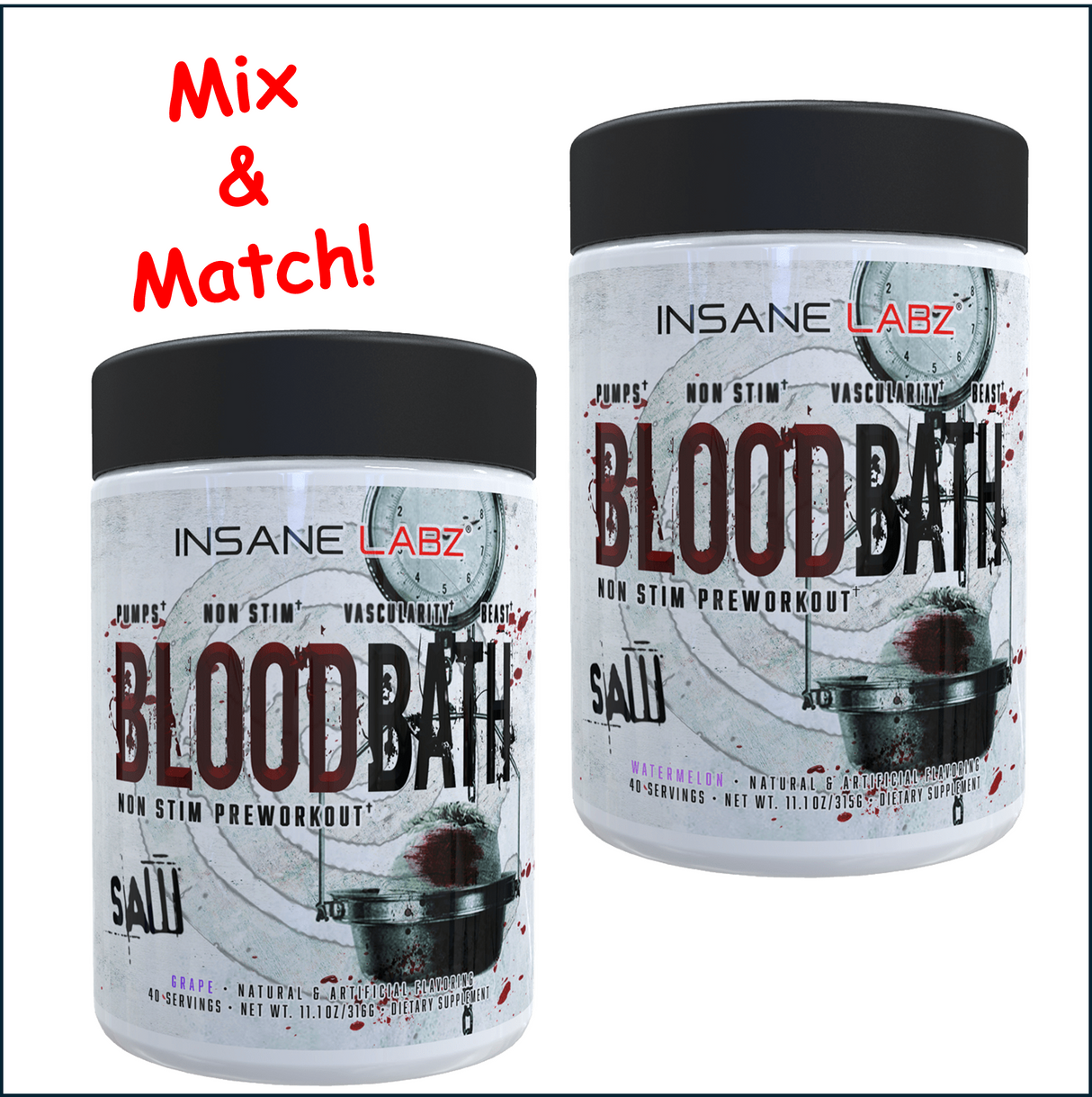 Insane Labz BloodBath Non-Stim Pre-workout, 2 x 40 Servings