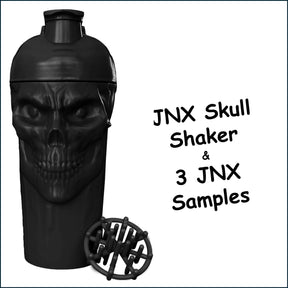 JNX Sports Skull Shaker, 24oz + 3 JNX Sports Samples Shirts | Shakers | Bags JNX Sports 