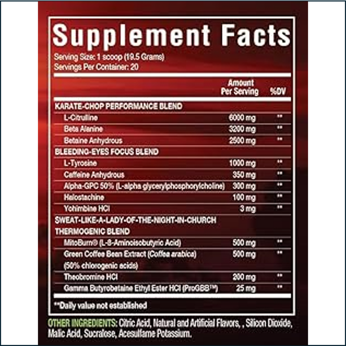 'Merica Labz Red, White and Boom Thermogenic Pre-Workout, 20 Servings