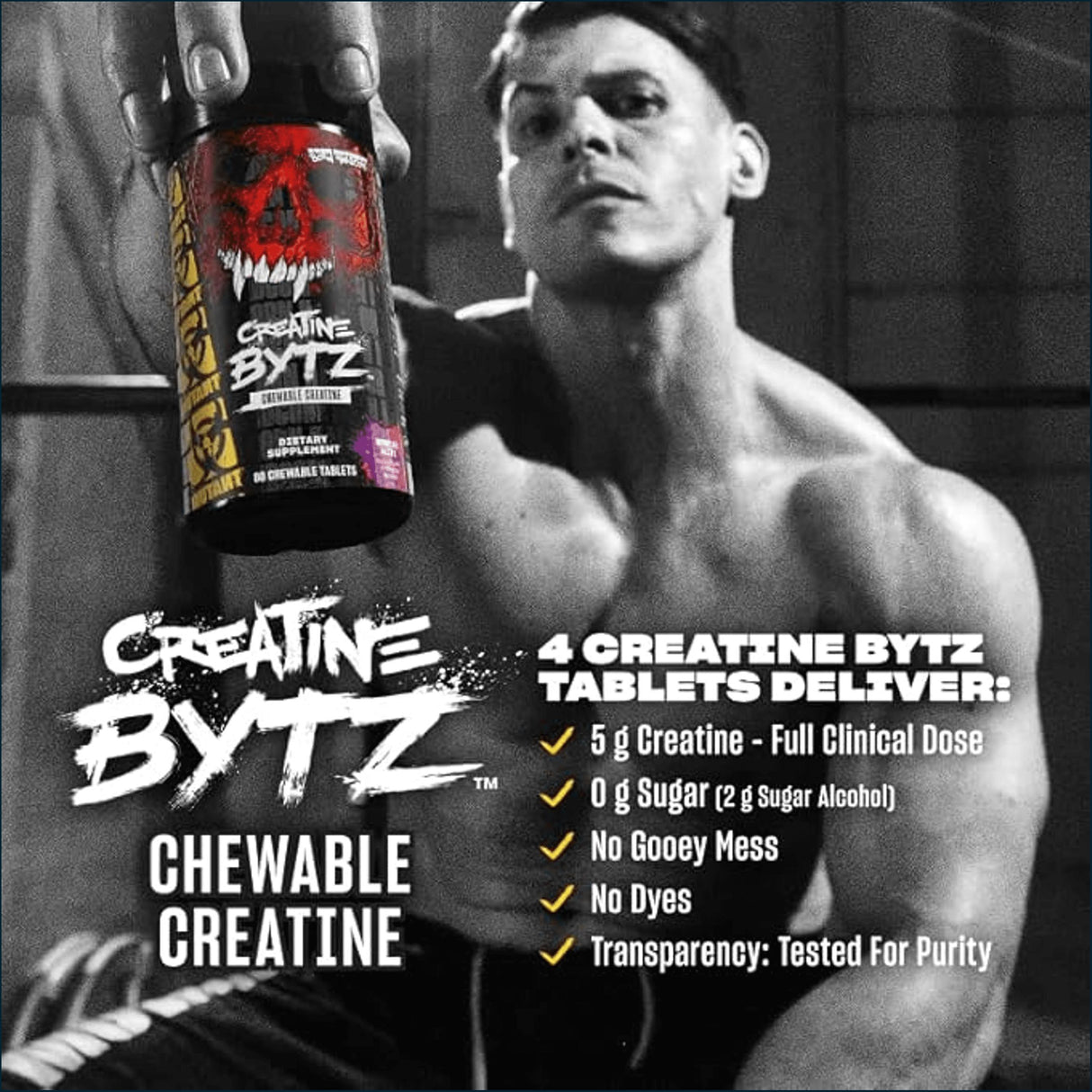 Mutant Creatine Bytz, 80 Chewable Tablets Creatine | Kre-Alkalyn Mutant 