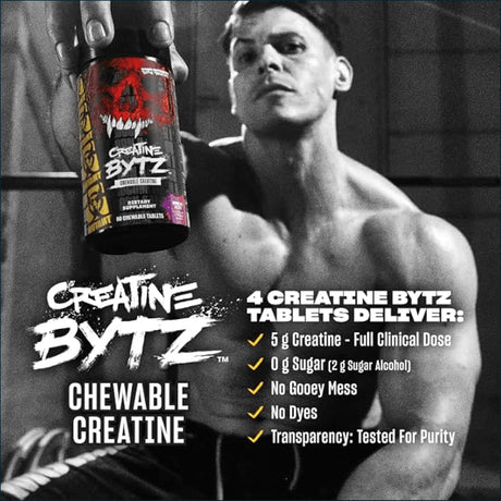 Mutant Creatine Bytz, 80 Chewable Tablets Creatine | Kre-Alkalyn Mutant 