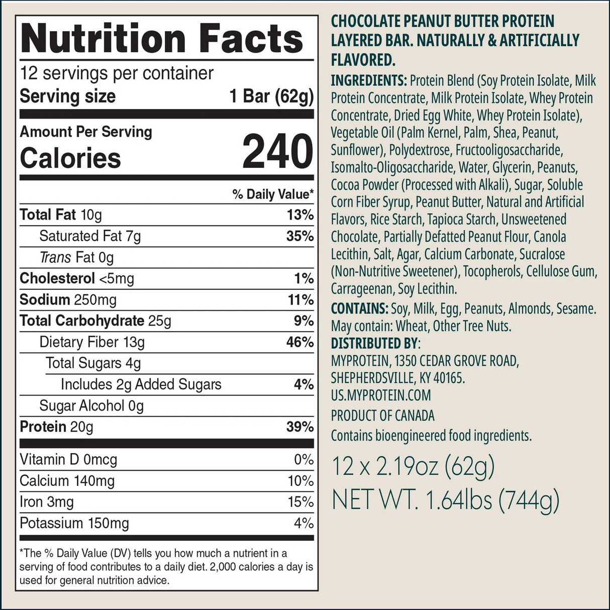 MyProtein Layered Protein Bar, Box of 12