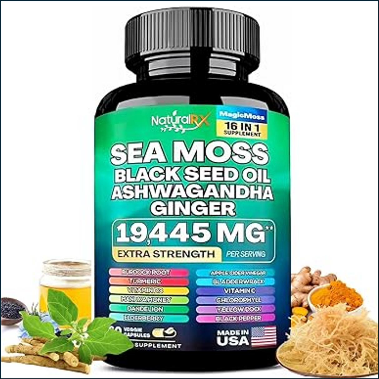 NutraFemi NaturalRX Sea Moss Black Seed Oil, 60 Veggie Capsules