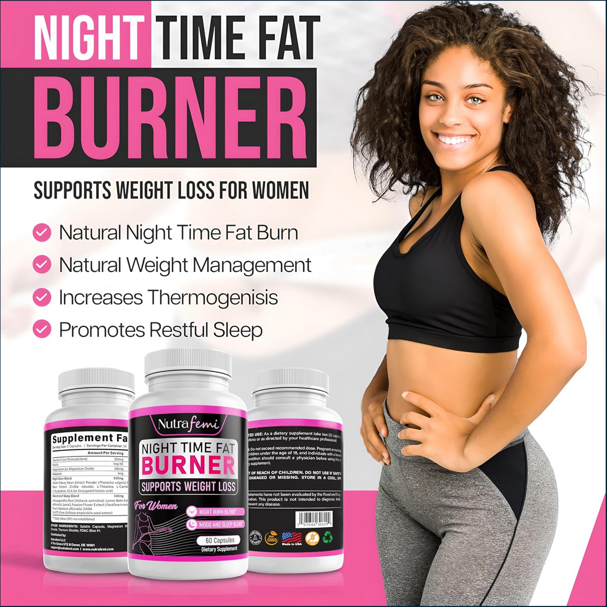 Nutrifemi Night Time Fat Burner, 60 Capsules