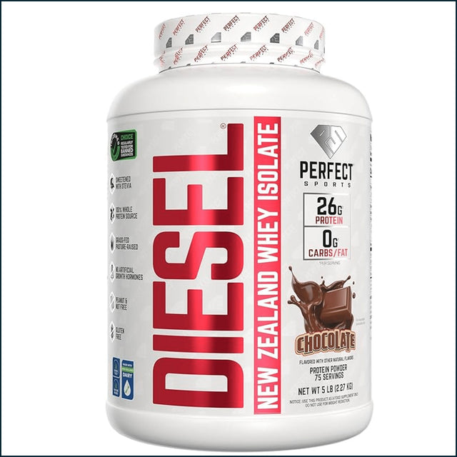 Perfect Sports Diesel 100% New Zealand Whey Protein Isolate Powder, 5lbs - 75 Servings Protein Perfect Sports 