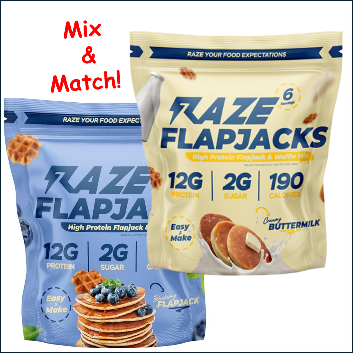 Raze Protein Flapjacks Pancake and Waffle Mix 2-Pack