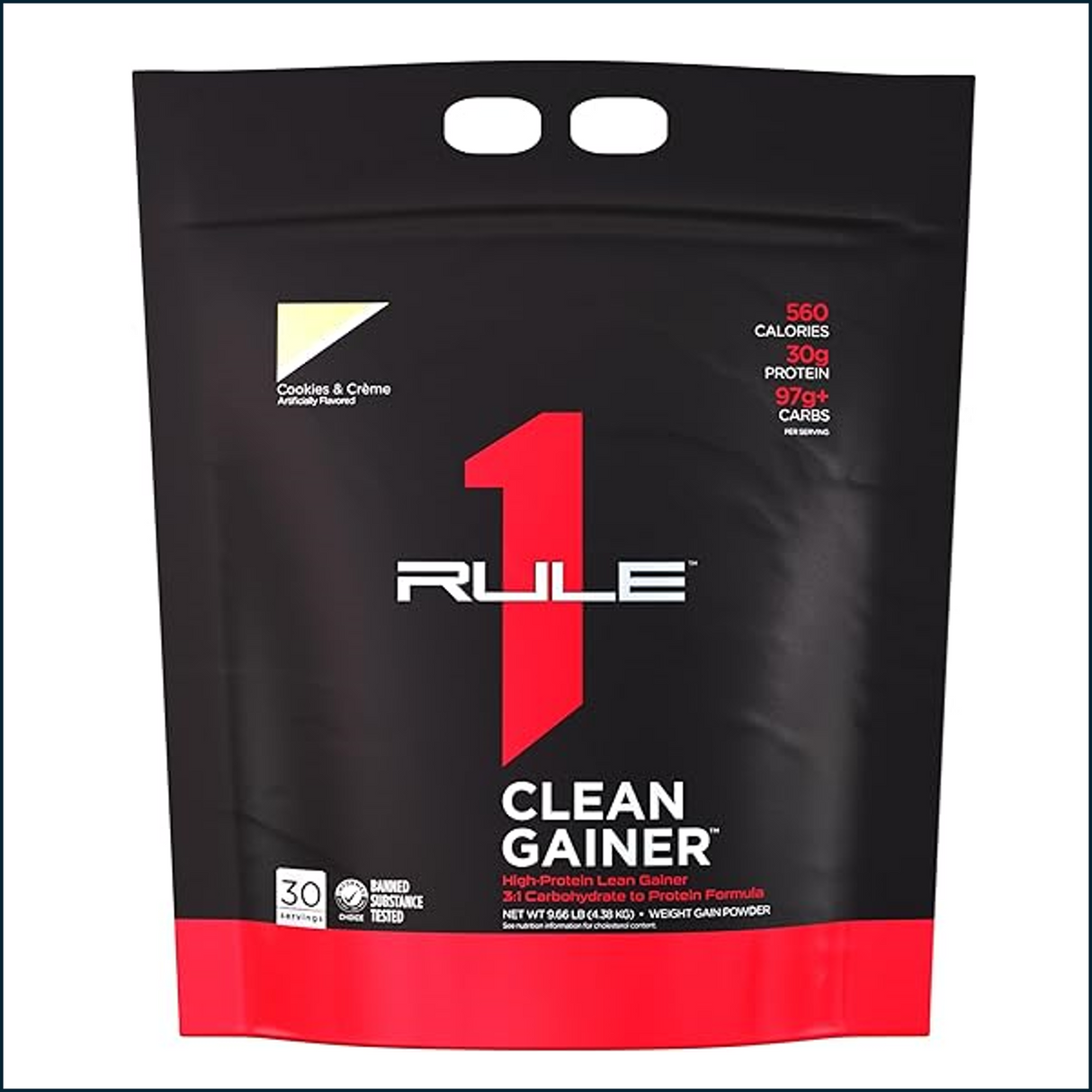 Rule 1 Clean Gainer 10lbs Cookies and Creme high-calorie protein powder