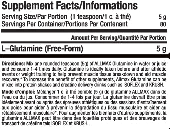 Allmax Creatine, 400 grams - 80 serv + Glutamine, 400 grams - 80 serv