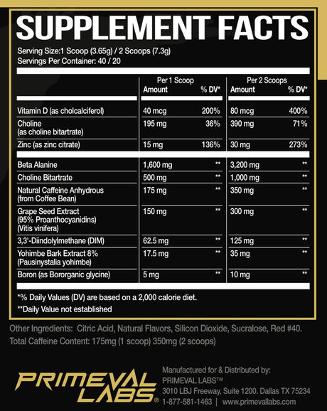 Primeval Labs Ape Sh*t Alpha, 40 Servings